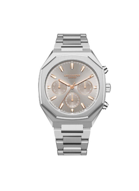 Men's Watch, Multi Function Display and Metal Strap - LC08045.360, Silver