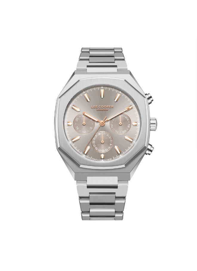 Lee Cooper Men's Watch, Multi Function Display and Metal Strap - LC08045.360, Silver  - Image 1