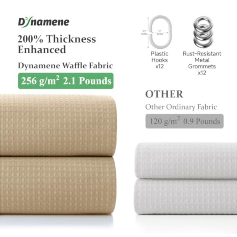 baihuoStall Waffle Shower Curtain 256 GSM Heavy Fabric 36x72/Khaki - Image 5