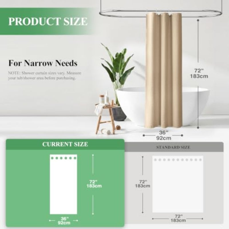 baihuoStall Waffle Shower Curtain 256 GSM Heavy Fabric 36x72/Khaki - Image 2