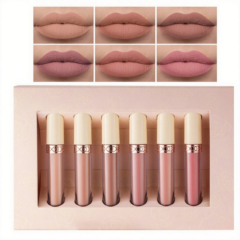 6 Colors Matte Lip Gloss Set Moisturizing Liquid Lipstick Set Non-stick Cup Long-lasting Matte Finish Lip Gloss Set for Lip Makeup - Image 1