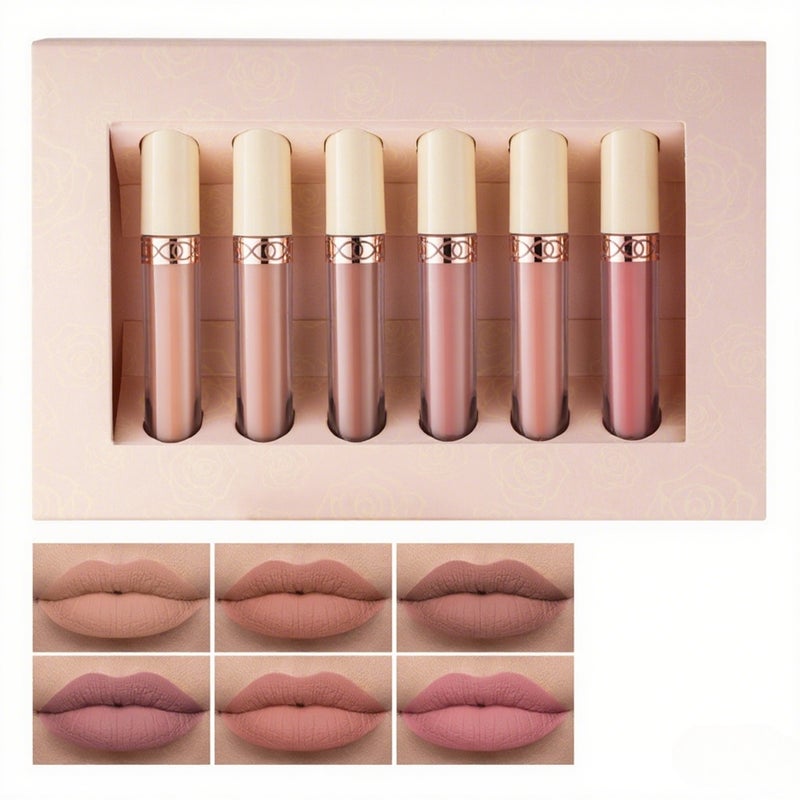 6 Colors Matte Lip Gloss Set Moisturizing Liquid Lipstick Set Non-stick Cup Long-lasting Matte Finish Lip Gloss Set for Lip Makeup - Image 3