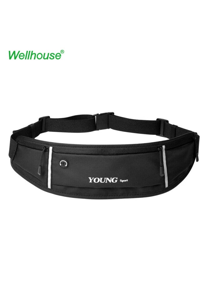Wellhouse Sports Waist Pack, Running Phone Pouch, Uni Cycling Hiking Backpack With Reflective Strips, Black - Image 1