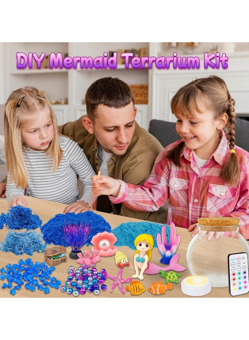 Mermaid Terrarium Craft Kit for Kids - LED Night Light Up & Remote Mermaid Birthday Gifts Toys for Girls Age 5 6 7 8 9 10 11 12 Year Old - Image 2