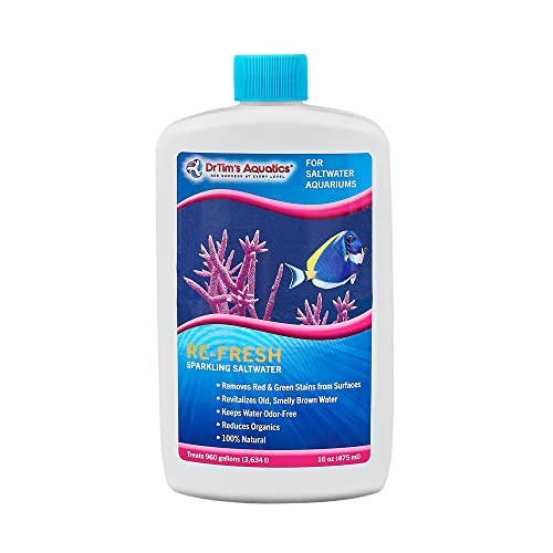 DrTim's Aquatics Dr Tim's Aquatics Re-Fresh for Saltwater Aquariums – 100% Natural Fish Tank Sanitizer & Revitalizer Conditioner Solution Fresh, Crystal-Clear, Sparkling Water - 16 Oz - Image 1