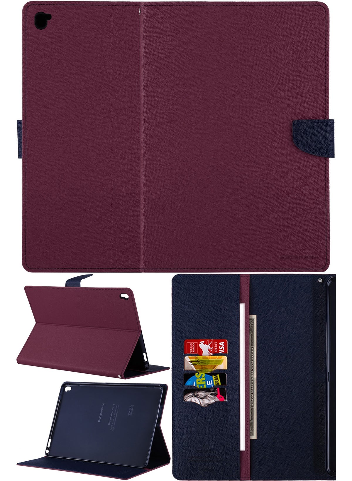 goospery Goospery Cross Texture Leather Protection Flip Cover Stand Wallet Case iPad Pro 9 7 Z5A13ED9D869B4B009433Z