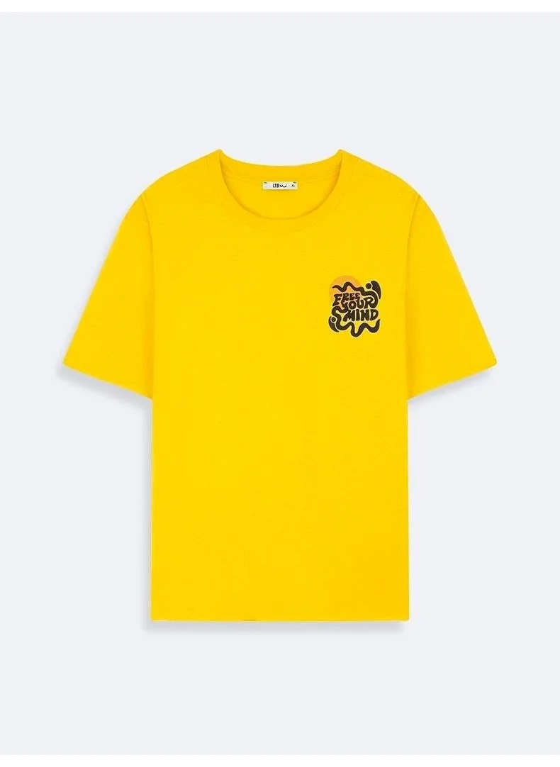 LTB LEBOSA Men's Zero Collar Short Sleeve Yellow T-Shirt 1225842896089