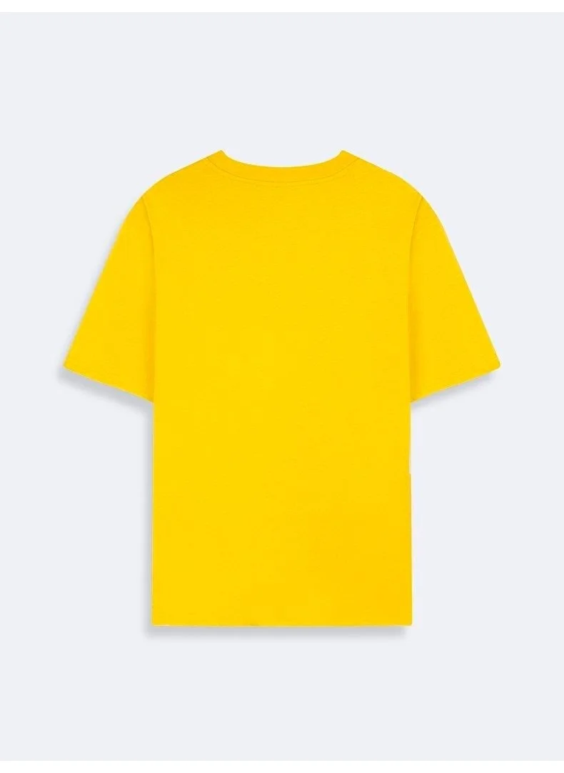 LTB LEBOSA Men's Zero Collar Short Sleeve Yellow T-Shirt 1225842896089