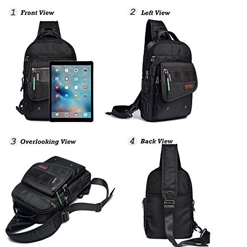 NICGID Sling Bags, Chest Shoulder Backpacks Crossbody Purse Outdoor Chest Bag Travel Backpack for Men Women (Black-385) - Image 2