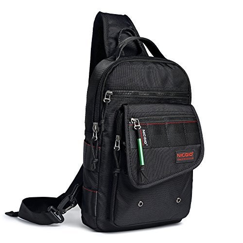 NICGID Sling Bags, Chest Shoulder Backpacks Crossbody Purse Outdoor Chest Bag Travel Backpack for Men Women (Black-385) - Image 1