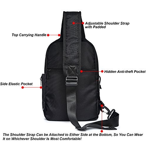 NICGID Sling Bags, Chest Shoulder Backpacks Crossbody Purse Outdoor Chest Bag Travel Backpack for Men Women (Black-385) - Image 4
