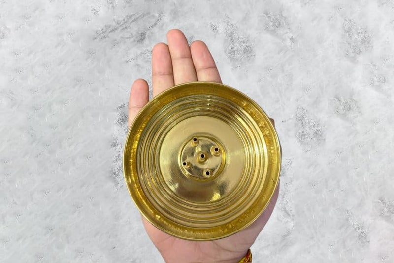 Sacch Brass One Agarbatti Stand with 5 Holders, Ash Catcher Tray for Pooja Room and Office Space. (Medium) - Image 5