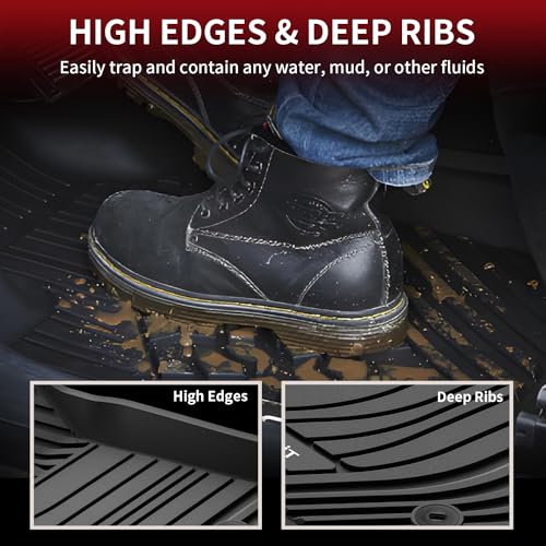 LASFIT Floor Mats for Toyota Tundra CrewMax Cab 2022-2024 Only, Custom Fit TPE All Weather Floor Liners 1st & 2nd Row Car Mats, Black - Image 4
