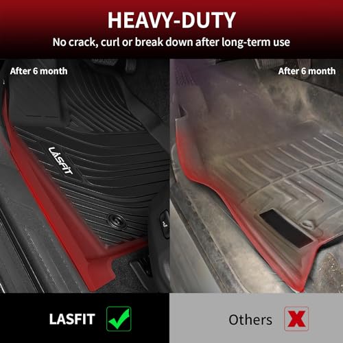 LASFIT Floor Mats for Toyota Tundra CrewMax Cab 2022-2024 Only, Custom Fit TPE All Weather Floor Liners 1st & 2nd Row Car Mats, Black - Image 3