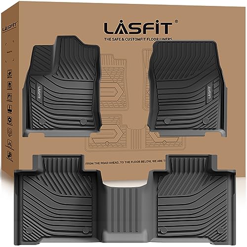 LASFIT Floor Mats for Toyota Tundra CrewMax Cab 2022-2024 Only, Custom Fit TPE All Weather Floor Liners 1st & 2nd Row Car Mats, Black - Image 1