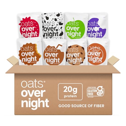 Oats Overnight Party Variety Pack - High Protein, High Fiber Breakfast Protein Shake - Gluten Free Oatmeal, Non GMO High Protein Oatmeal - Cookies & Cream, Coconut Cream Pie & More Flavors (24 Pack) - Image 1