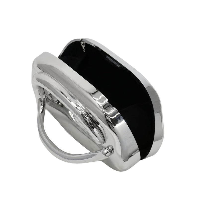 GSYPS Women Evening Clutch Purse Metal Handle Acrylic Purse Unique Shoulder Bag Causal Handbags for Bride Party Wedding A-Silver - Image 5