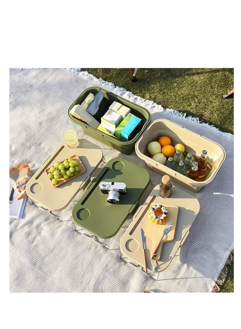 Generic Foldable Collapsible Picnic Basket Multi-functional Water-proof Storage with Lid Basket for Camping Outdoor  - Image 2