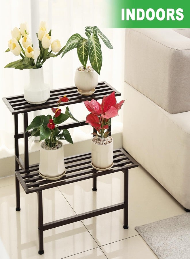 Dipion Heavy Duty Plant Stand Indoor,Outdoor Metal Plant Shelf,2 Tier Ladder Plant Stands for Multiple Plants,26" L x 20.25" H x 17.75" W,Coffee - Image 4