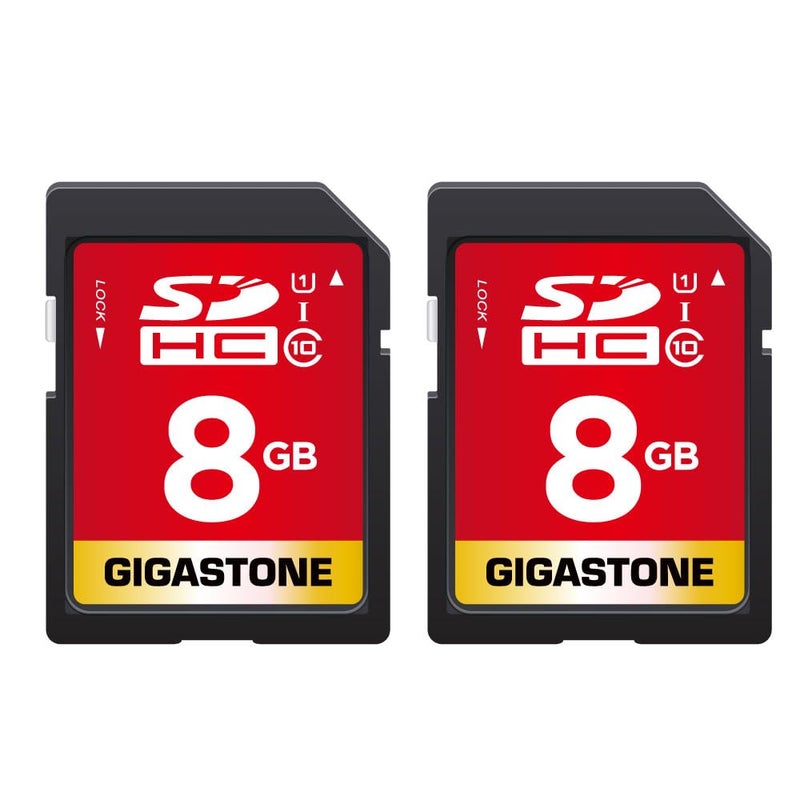 GIGASTONE 8GB SD Card 2Pack UHSI U1 Class 10 SDHC Memory Card Full HD Video Kodak Olympus Digital Camera with 2 Mini Cases - Image 2