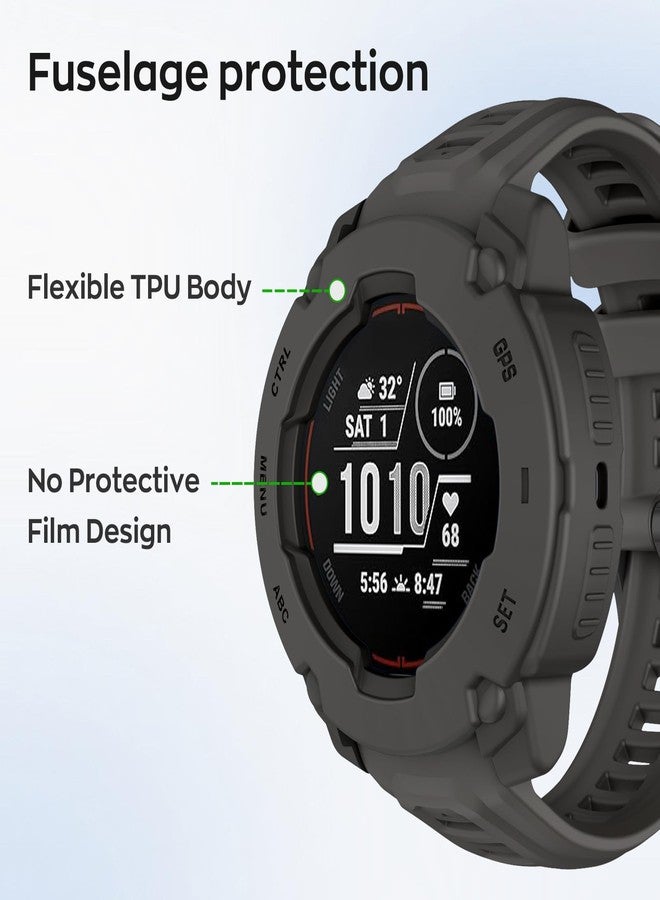 MYSNBKN Case Cover Compatible with Garmin Instinct E 45mm Case Protector TPU Protective Case Frame for Garmin Instinct E 45mm Smart Watch (Gray) - Image 4