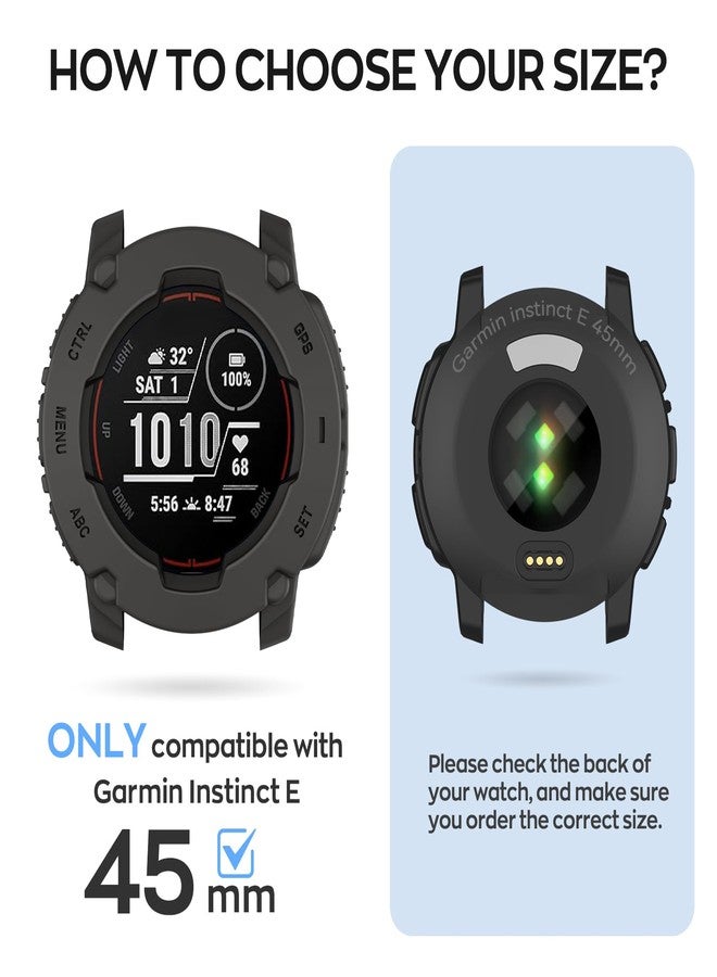 MYSNBKN Case Cover Compatible with Garmin Instinct E 45mm Case Protector TPU Protective Case Frame for Garmin Instinct E 45mm Smart Watch (Gray) - Image 3