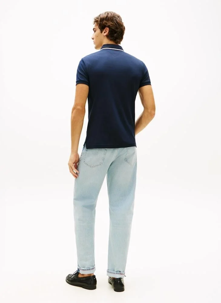 TOMMY HILFIGER  Slim Fit Tipped Interlock Knit Polo Shirt for Men | Best Price UAE