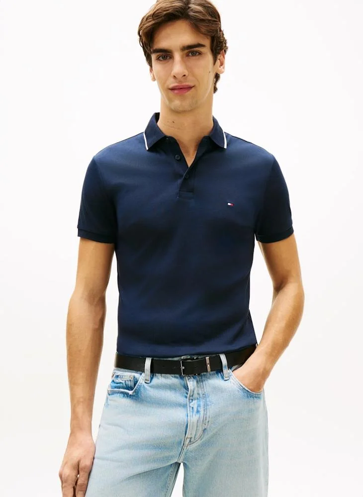 Slim Fit Tipped Interlock Knit Polo Shirt