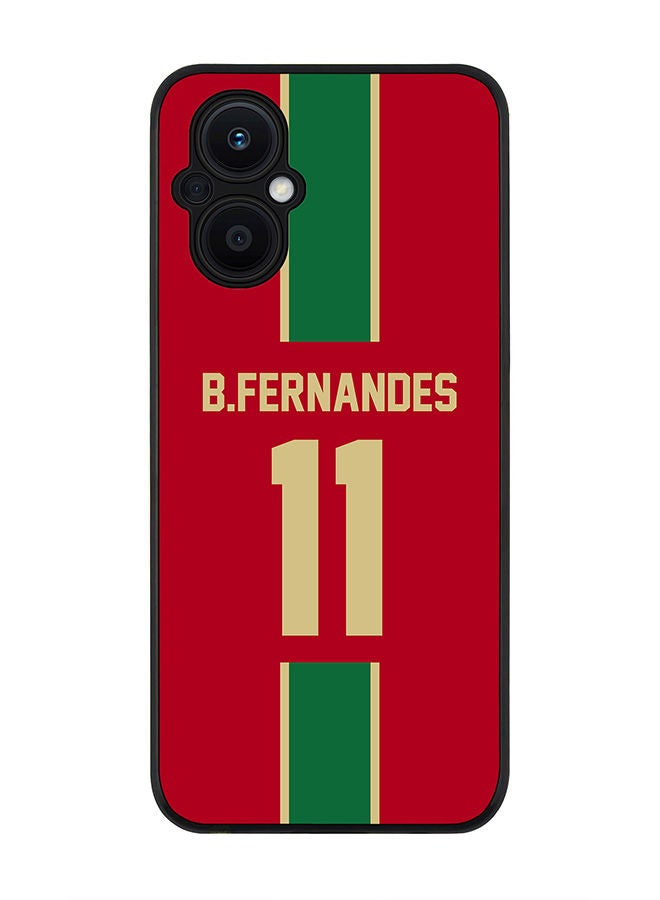 Stylizedd Rugged Black edge case for Oppo Reno7 Z  Slim fit Soft Case Flexible Rubber Edges Anti Drop TPU Gel Thin Cover - Football Team - Portugal Player Name - B.Fernandes - Image 1
