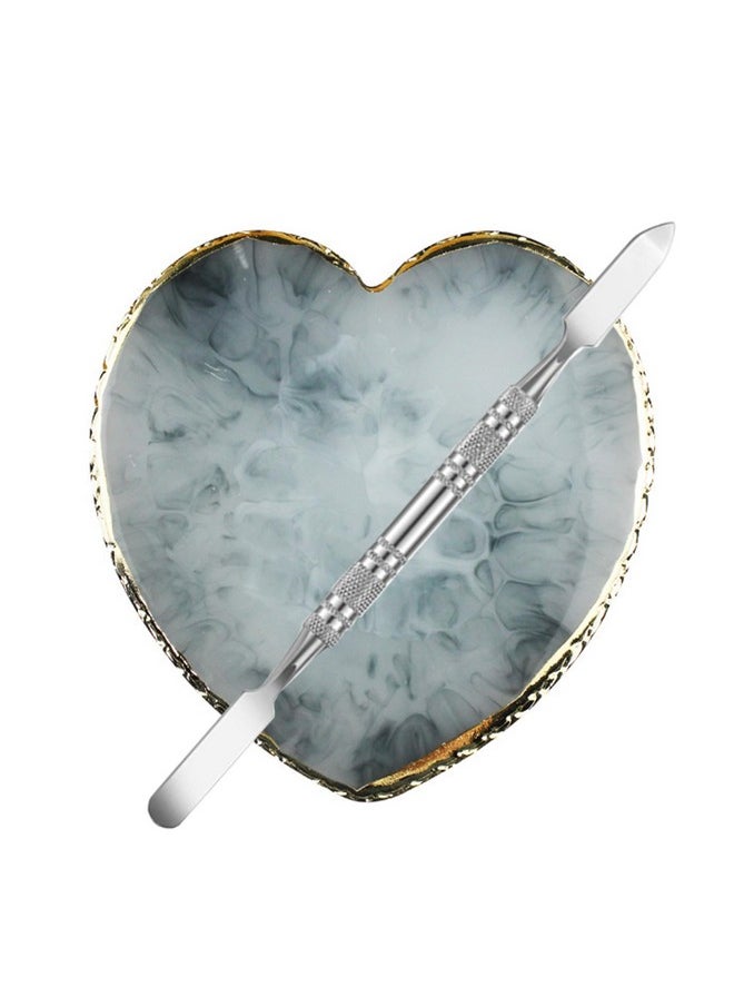 Waldd Resin Nail Art Palette Nail Polish Palette with Spatula Nail Pallet for Nail Art Nail Polish Mixing Plate (Gray)  - Image 1