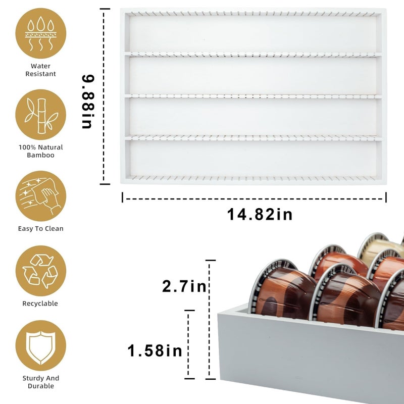 MinBoo Bamboo Coffee Pod Storage Holder Drawer Insert for Counter Compatible with Vertuoline Capsules for Kitchen, Home, Office, Coffee Station,white - Image 4