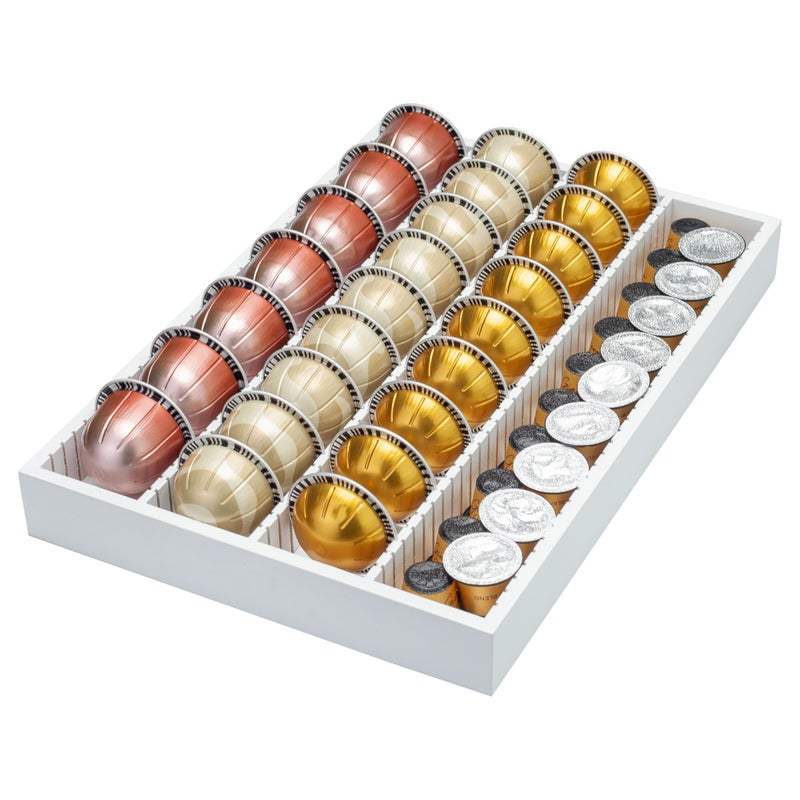 MinBoo Bamboo Coffee Pod Storage Holder Drawer Insert for Counter Compatible with Vertuoline Capsules for Kitchen, Home, Office, Coffee Station,white - Image 1