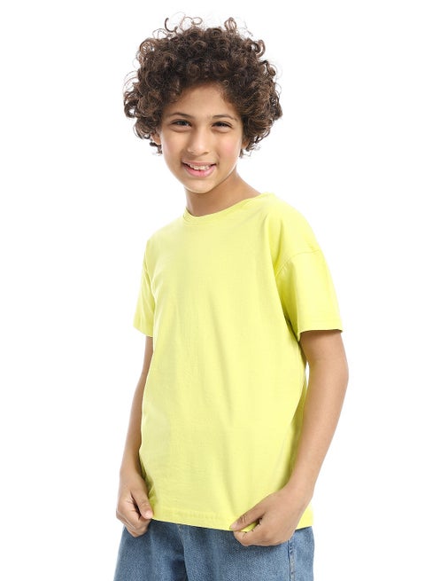 Crew Neck Basic Boy's T-Shirt_Yellow