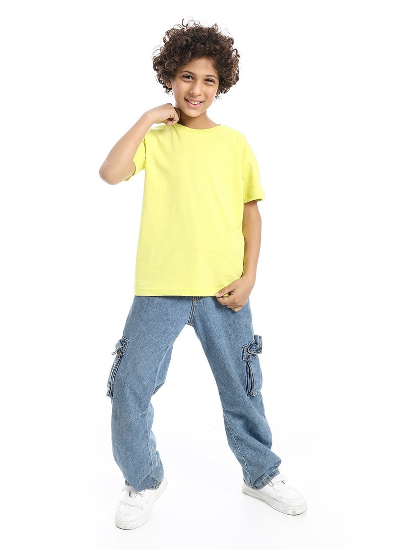 Andora Crew Neck Basic Boy's T-Shirt_Yellow - Image 5