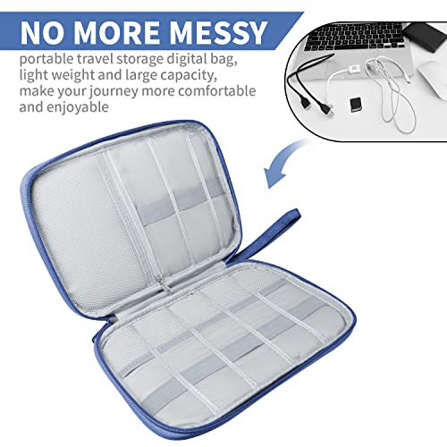 Lcsmaokin Electronics Travel Organizer,Portable Waterproof Electronic Travel Storage Bag for Small Charging Cord Storage,Charger,Small Electronics,SD Card etc,for Travel,Business -Navy Blue - Image 3