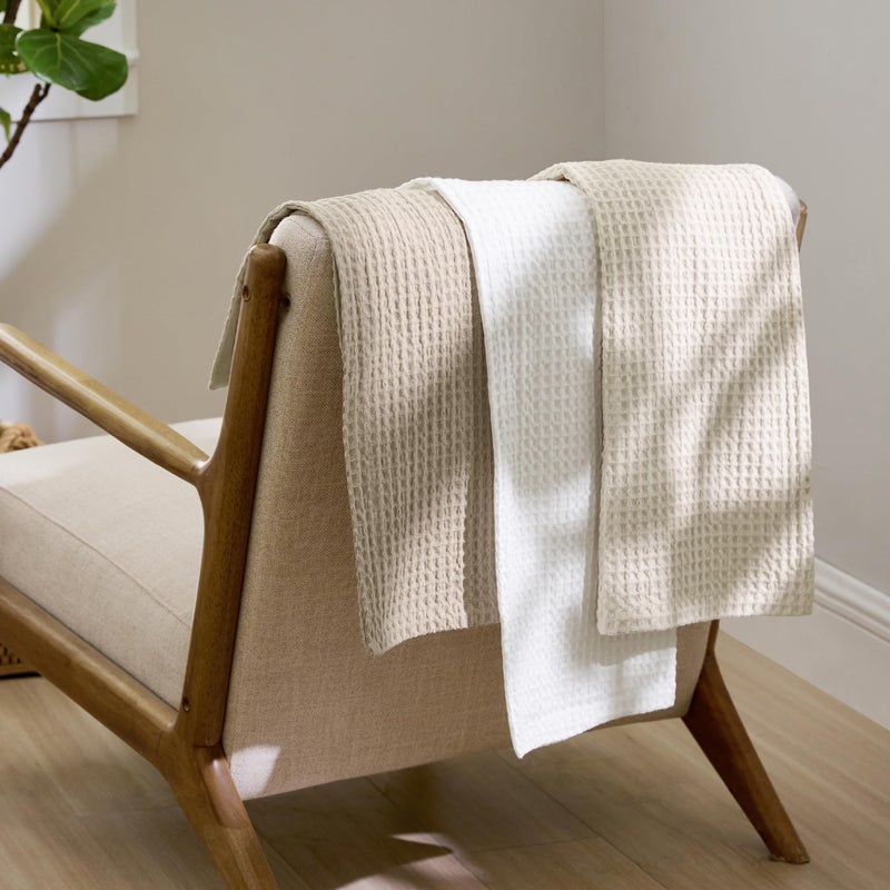 Bedsure Waffle Comforter Set Queen, Beige Soft Bedding, Waffle Weave Bed Set, 3 Pieces, 1 Comforter (90"x90") and 2 Pillow Shams, Cotton Shell and Polyester Lining for All Seasons - Image 5