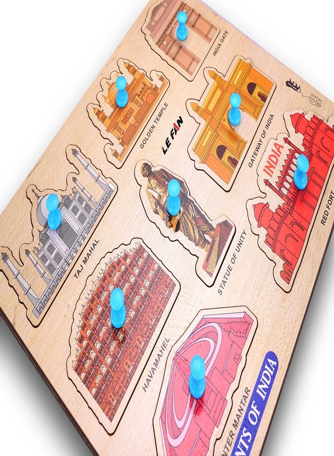Lefan® Kids Fort Pre Nursery Educational Jigsaw Puzzles for Adults Kids Learning Toys Kit Board Game 2 pcs Set of Hindi Letters & Monuments of India Educational Toy - Image 4