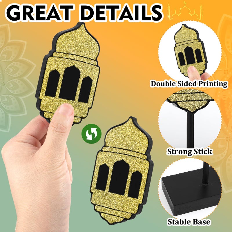 Hedeey 3 Pieces Ramadan Decorations Eid Mubarak Table Decor Wooden Set, Islamic Ramadan Tiered Tray Decor for Muslim Party Tabletop Decor Home (Shiny) - Image 5