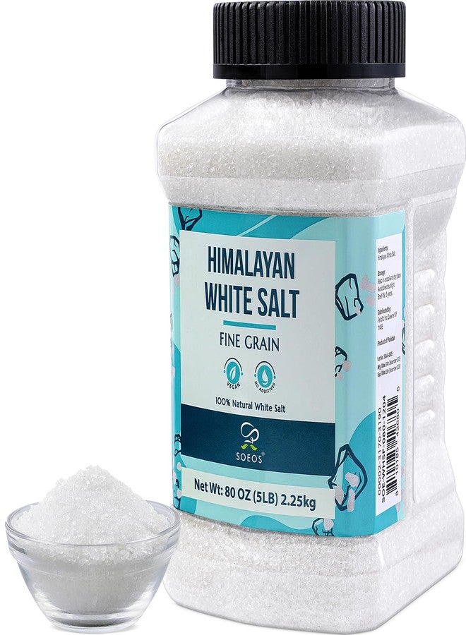 Soeos Himalayan White Salt Fine Grain, 80 oz (5 lb / 2.25 kg), Salt for Cooking, Baking, Seasoning & Everyday Kitchen Use - Image 1
