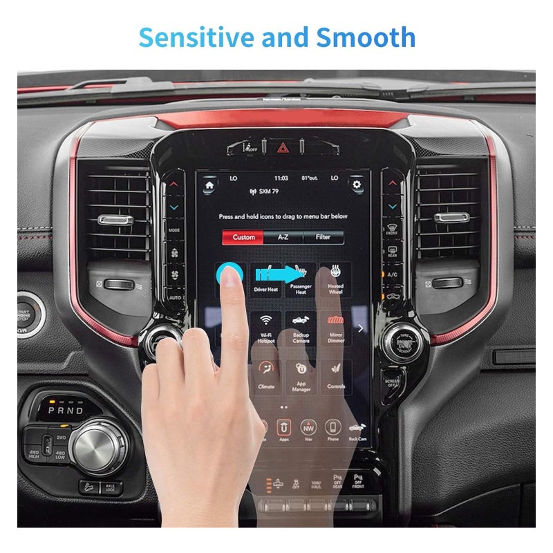 Carwiner Compatible with Dodge Ram HD Screen Protector 12 Inch 2019-2026 1500 2500 3500 Anti Glare Fingerprint Navigation Protection Tempered Glass Accessories (HD) - Image 4