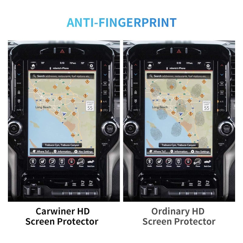 Carwiner Compatible with Dodge Ram HD Screen Protector 12 Inch 2019-2026 1500 2500 3500 Anti Glare Fingerprint Navigation Protection Tempered Glass Accessories (HD) - Image 3