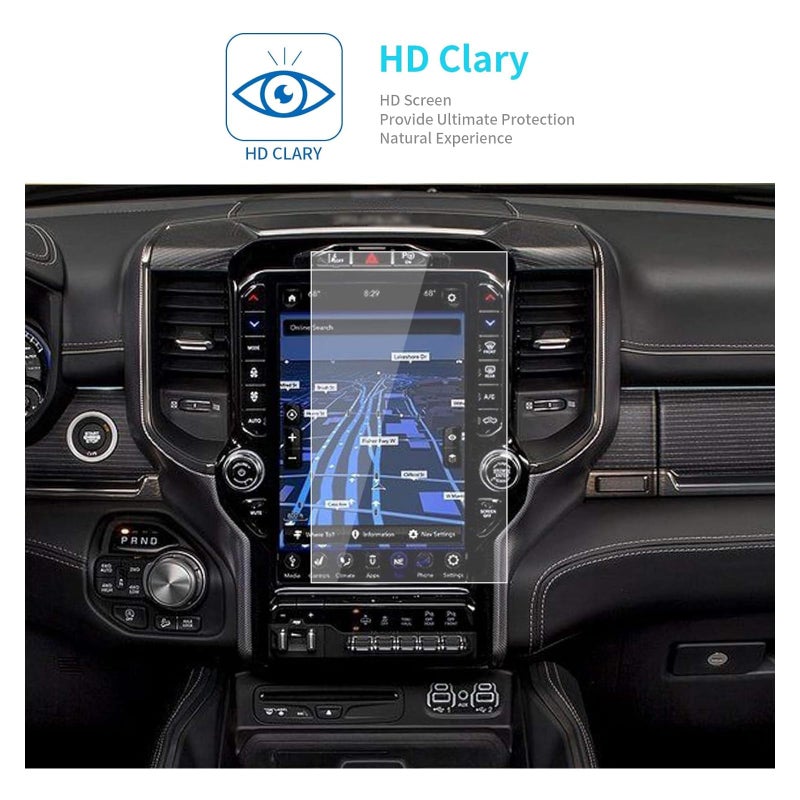 Carwiner Compatible with Dodge Ram HD Screen Protector 12 Inch 2019-2026 1500 2500 3500 Anti Glare Fingerprint Navigation Protection Tempered Glass Accessories (HD) - Image 2
