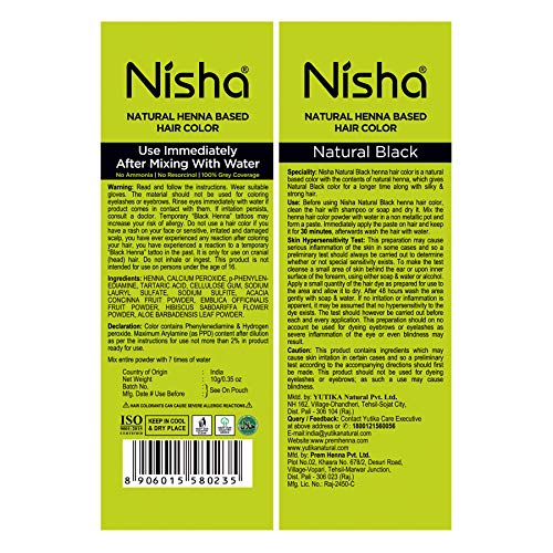 Nisha Natural Black Hair Color Dye Henna Based Black Dye Henna For Hair Men Women Hair Color Black Henna Powder Hair Color Dye Black Without Ammonia 10gm Pack of 10 - Image 3