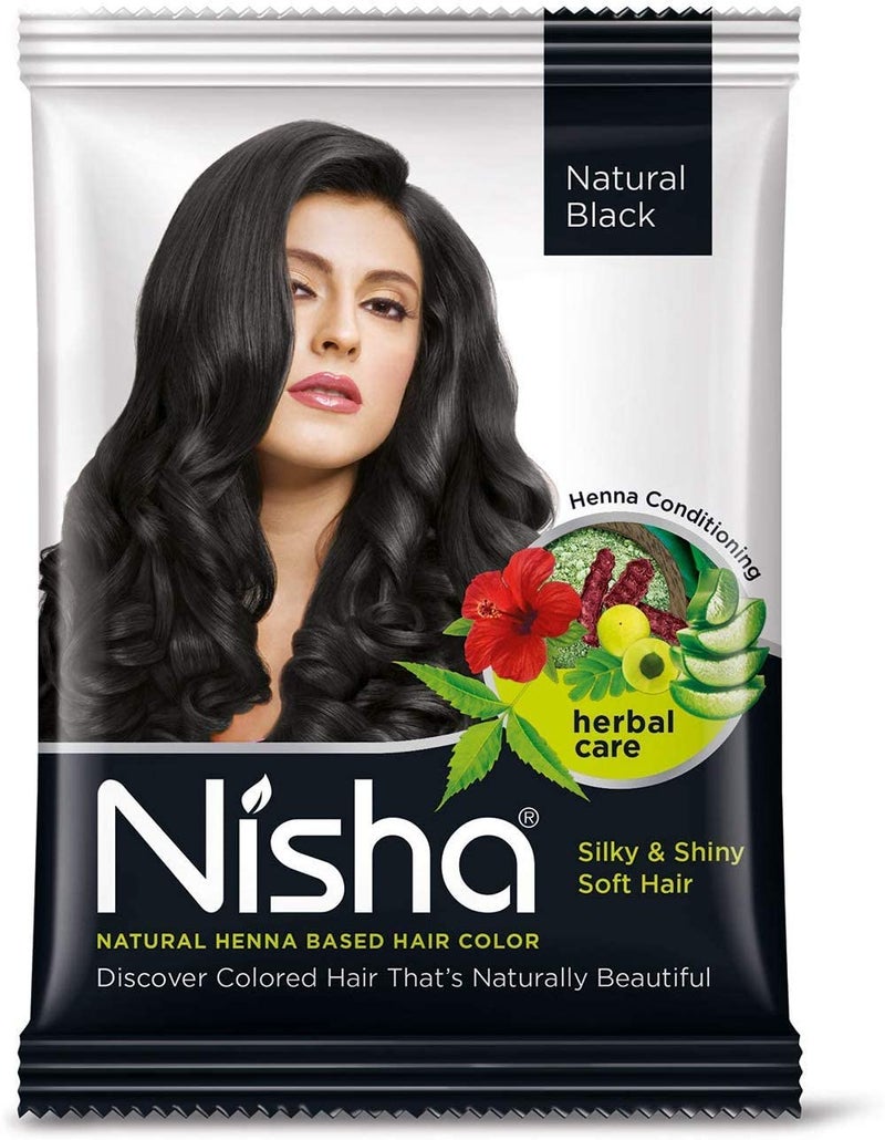 Nisha Natural Black Hair Color Dye Henna Based Black Dye Henna For Hair Men Women Hair Color Black Henna Powder Hair Color Dye Black Without Ammonia 10gm Pack of 10 - Image 1