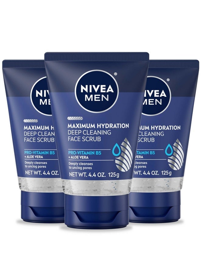 NIVEA MEN - NIVEA MEN Maximum Hydration Deep Cleaning Face Scrub with Aloe Vera and Provitamin B5, Exfoliating Face Wash Cleanses Without Drying, 3 Pack of 4.4 Oz Tubes - Image 1