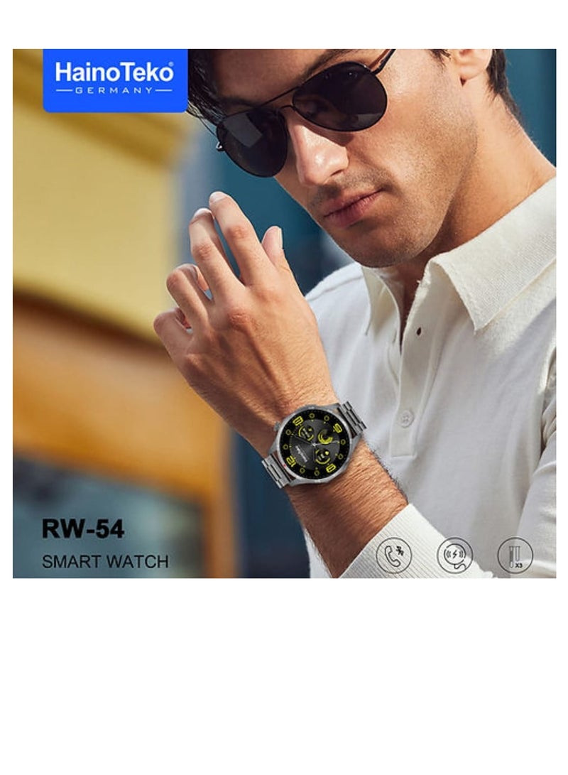 Haino Teko RW 54 Round Screen Super Size AMOLED Display Smart Watch With 3 Pair Straps and Wireless Charger Black - Image 3