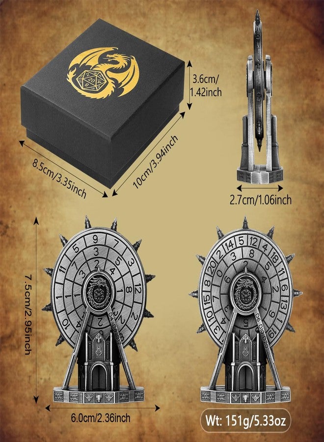 DND DADO DND Ferris Wheel Dice Spinner, Metallic D&D Twist Dice, Roulette Spinner for DND, Christmas D&D Gifts with Dragon Logo Gift Box, MTG, Role Playing Board Game Accessories, Dark Silver - Image 3