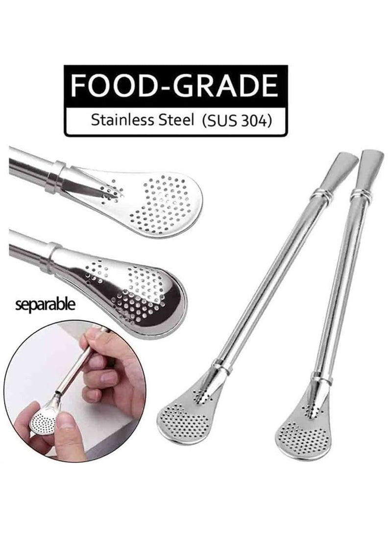 شو وو Yerba Mate Tea Cup And Bombilla Straw Set 12oz double-wall Stainless Coffee Water Natural Gourd Kit For Loose Leaf Drinking Easy to Clean - Image 5