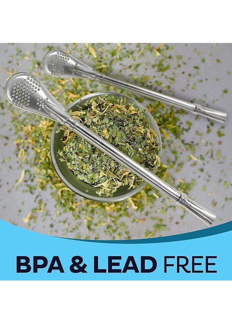 شو وو Yerba Mate Tea Cup And Bombilla Straw Set 12oz double-wall Stainless Coffee Water Natural Gourd Kit For Loose Leaf Drinking Easy to Clean - Image 2