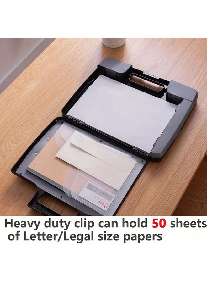Black Heavy Duty Portable A4 Notepad With Handle Durable PP Plastic Box Side Opening - Image 5